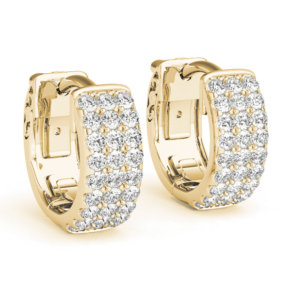 Three-Row Pavé Huggie Earrings
