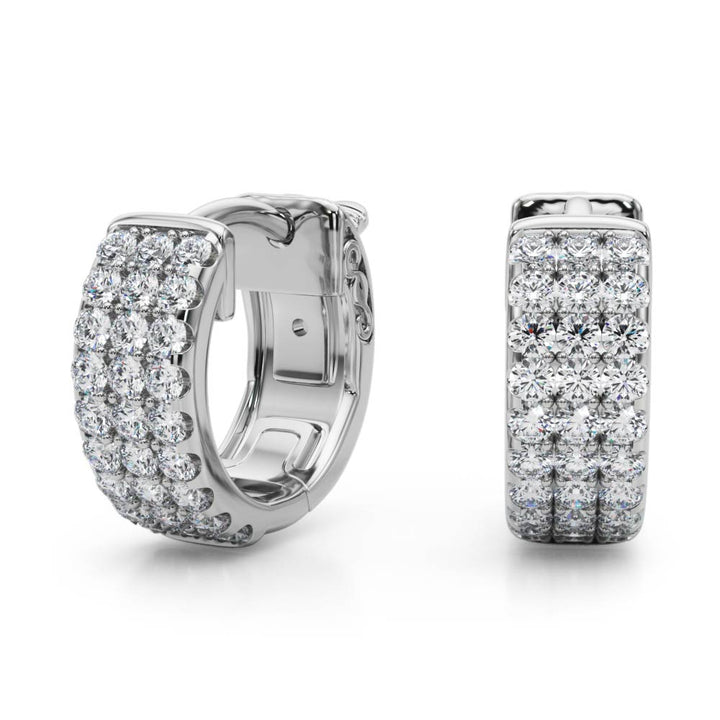 Three-Row Pavé Huggie Earrings