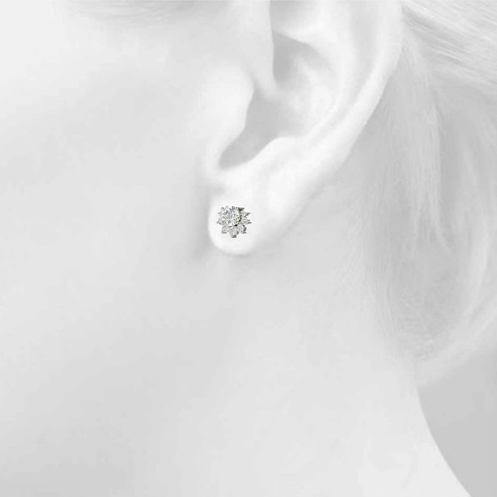 Floral Shape Cluster Earrings