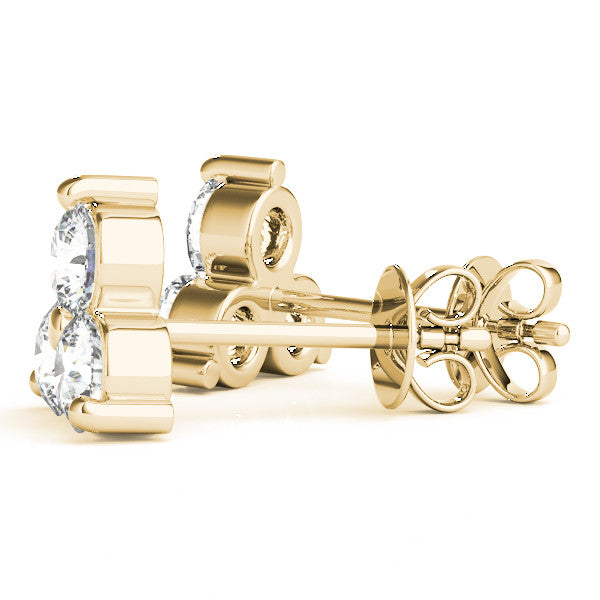 Three stone natural diamond earrings
