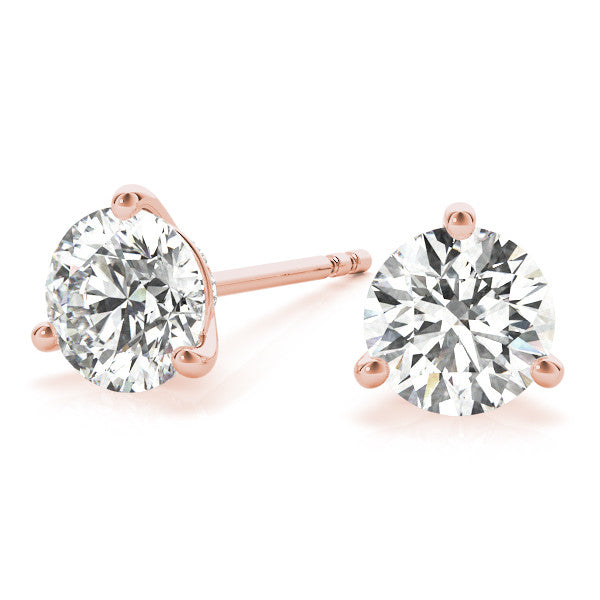1ct lab grown diamond studs in three prong martini setting