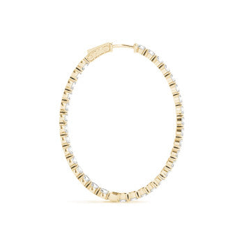 2ct Inside Outside Lab Diamond Hoop Earrings set in 14K Gold Setting