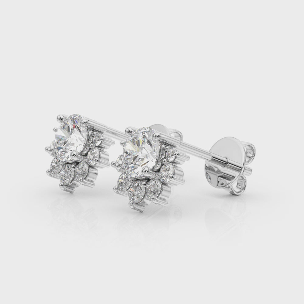 Floral Shape Cluster Earrings