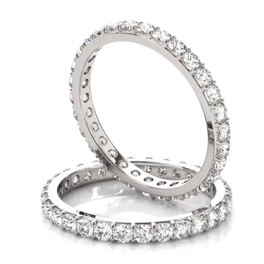 French Pave eternity diamond wedding band