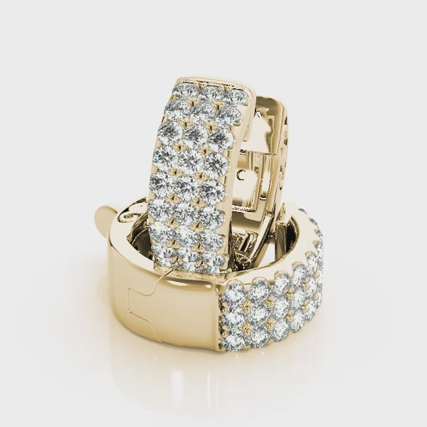 Three-Row Pavé Huggie Earrings