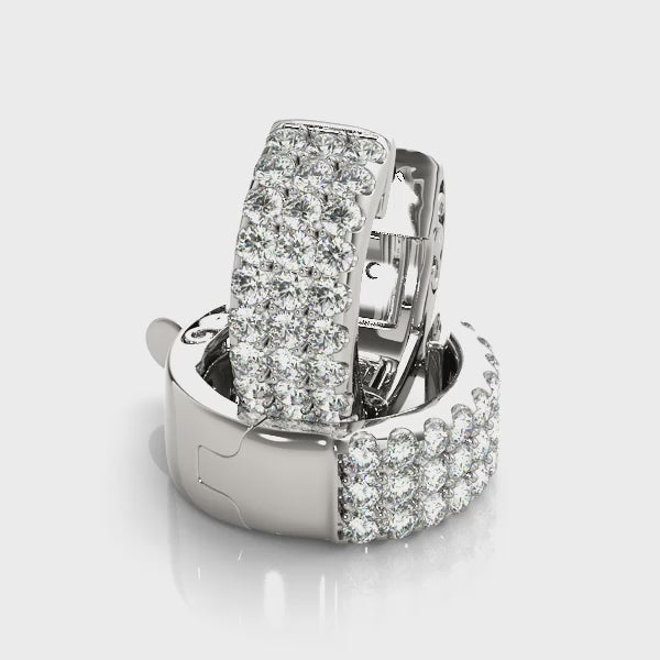 Three-Row Pavé Huggie Earrings